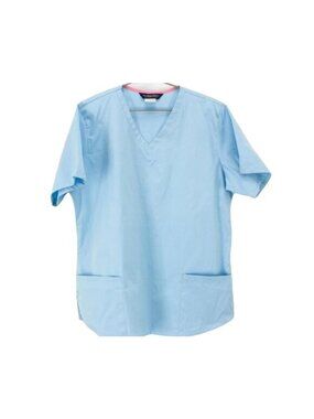 Nu Dimension Baby Blue V-Neck Scrubs Top With Front Pockets